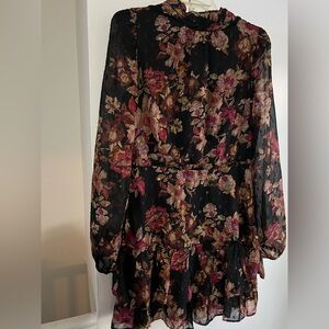 Aqua Floral Black Dress